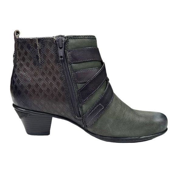 Earth Brands Footwear Multi-Strap Emerald Gray Leather Ankle Boots - Size 6 - Picture 5 of 10